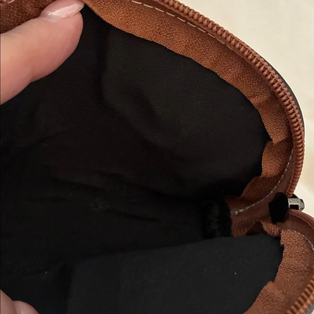 Chic Brown Leather Coin Pouch with Chain